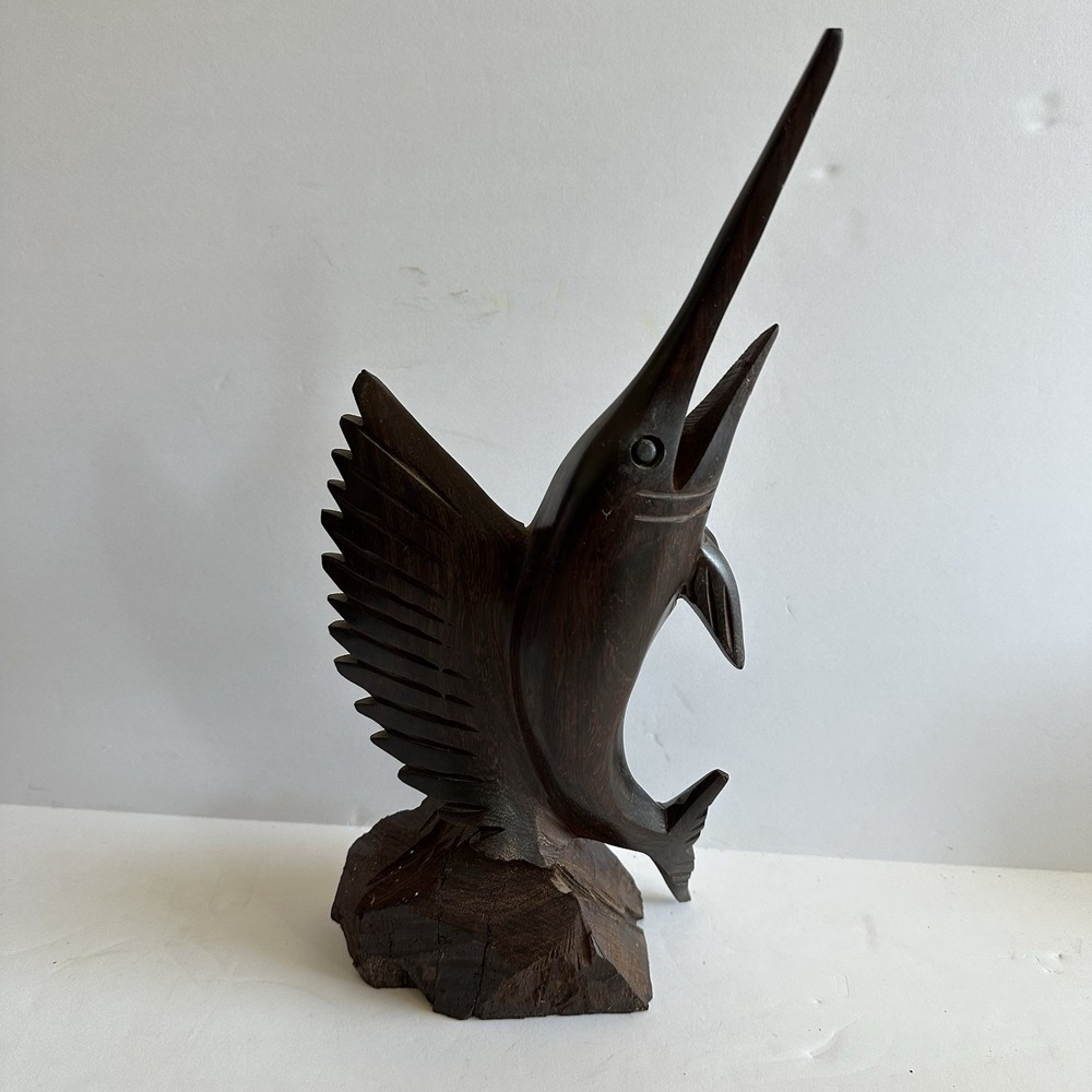 Vintage 12" Sword Fish Sailfish Large Ironwood Statue‎ Sculpture - Picture 2 of 6